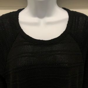 Bobeau long-sleeved Hi-Lo 2-sided top (solid/sheer